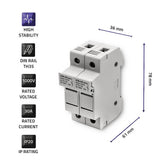 Podstawa bezpiecznikowa Qoltec + bezpiecznik DC | 2P | 1000V | 30A | 10x38 | solar