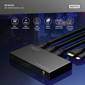 Przełącznik/Switch DIGITUS HDMI 3x1, 8K/60Hz (4:4:4) z HDR, 48 Gbps, HDCP 2.3
