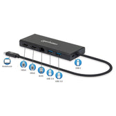 Kabel adapter Manhattan USB-C Multiport do 2xHDMI/RJ45/2xUSB-A/USB-C PD
