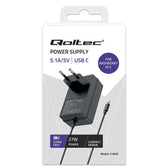 Ładowarka Qoltec Super FAST PD do Raspberry PI 5 | USB-C | 27W | 5-12V | 1.8-5A | Czarny
