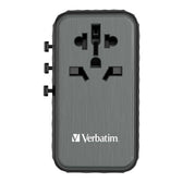 Adapter podróżny Verbatim UTA-06 GaN III globalny 2xUSB-C PD QC 4+ 100W, 2xUSB-A QC 3.0 18W
