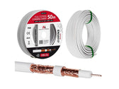 Kabel koncentryczny Maclean MCTV-471 satelitarny, antenowy RG6 50M 1.02CU+4.8FPE+CU/P+32*0.12CU+6.8PVC