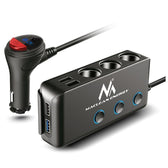 Rozdzielacz gniazda zapalniczki samochodowej Maclean MCE218 3 gniazda zapalniczki, 1xQuick Charge 3.0, 3xUSB 6,8A, 1x Power Delivery 18W, max 120W