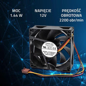 Wentylator Qoltec GT 8025 | 19dBA | 12V | 3PIN | Silent