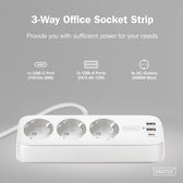 Listwa zasilająca biurkowa DIGITUS 3 gniazda Schuko, 2x USB-A (2x 12W), 1x USB-C (30W) z zaciskiem na blat, kabel 1,5m, biała