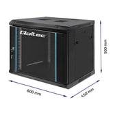 Szafa RACK Qoltec 19" | 9U | 450x600x500 | Czarna | Wisząca