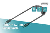 Kabel USB 2.0 DIGITUS spiralny USB C/USB C, PD 60W, czarny, max. 1m