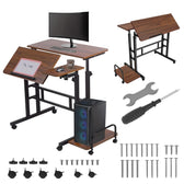 Biurko mobilne na laptop Maclean MC-124 B, czarne, 80x60cm, 50kg max, reg. wys.67-115cm