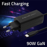 Ładowarka sieciowa Qoltec 90W GaN Super Fast | 5-20V | 3-4.5A | USB-C 3.1 | Laptop | Smartfon | Tablet