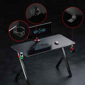 Biurko gamingowe NanoRS RS101, czarne z uchwytem na słuchawki i kubek, max. 75kg, wymiary 1200x600x750mm