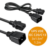 Kabel zasilający Qoltec IEC C20/C13 | 3x1.5mm2 | 1.2m