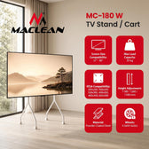 Stojak podłogowy na TV Maclean MC-180 W, mobilny, 37"-80", obciążenie 50kg, max. VESA 600x400, biały