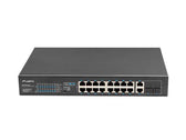 Switch niezarządzalny Lanberg 16x 100Mb PoE+/2x Combo Rack 19" Gigabit Ethernet 250W