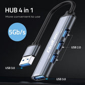 Hub Qoltec adapter USB 3.0 4w1 | USB 3.0 | 3x USB 2.0