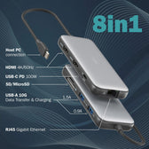 Stacja dokująca DIGITUS USB Typ C 8-portów 2x HDMI 4K/60Hz PD 3.0