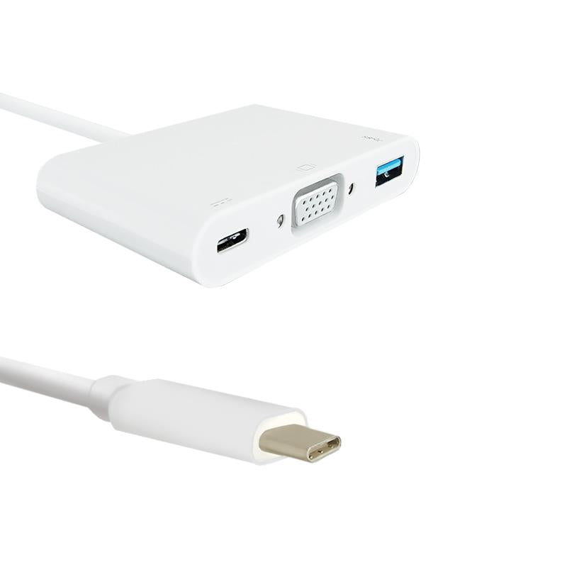 Adapter USB Qoltec USB 3.1 C 3w1 / USB 3.0 | VGA | USB-C 3.1 PD 92W