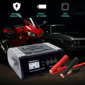 Ładowarka inteligentna Qoltec mikroprocesorowa 12V 24V 25A | Prostownik z funkcją naprawy do akumulatora AGM GEL SLA | LCD