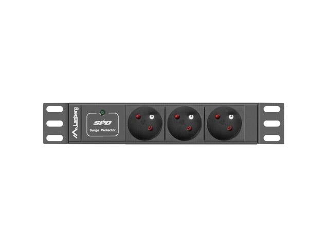 Listwa zasilająca Lanberg do szaf 10" 1U 16A PDU 3x PL 2m czarna