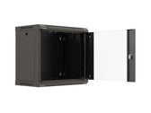 Szafa instalacyjna Rack wisząca 19" 9U 540x350 czarna Drzwi przeszklone Lanberg (flat pack)