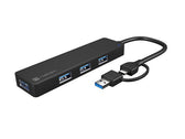 Hub USB Natec Mayfly 4xUSB 3.0 czarny USB-C + Adapter USB-A