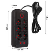 Listwa zasilająca Maclean MCE389 B, przedłużacz 6 gniazd + 4xUSB + USB-C, 110-240V AC 50/60Hz, 2.1A max 2500W, 1,5 m, czarna