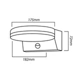 Lampa LED z czujnikiem Maclean MCE344 B, czujnik ruchu PIR, kolor czarny, 15W, IP65, 1560lm, barwa neutralna biała (4000K)