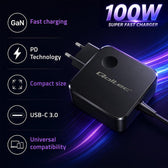 Ładowarka sieciowa Qoltec GaN 100W | USB-C PD | 5-20V | 3-5A