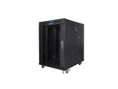 Szafa instalacyjna Rack stojąca 19" 15U 600x800 czarna drzwi szklane LCD Lanberg (flat pack)