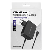 Ładowarka sieciowa Qoltec GaN POWER PRO | 1xUSB-C | 100W | 5-20V | 3-5A | Czarna