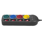 Listwa zasilająca Maclean MCE229 B, przedłużacz 4 gniazda + 2xUSB, z włącznikami, 250VAC/10A, 2.1A 5V, 1.5m, czarna