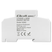 Miernik zużycia enrgii Qoltec na szynę DIN | Trójfazowy elektroniczny licznik | 400V | 100A | LCD | 4P