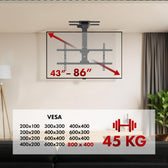 Uchwyt elektryczny do TV Maclean MC-110 T, sufitowy, obsługa Tuya, max. VESA 800x400, dla TV 43-86", max. 45kg