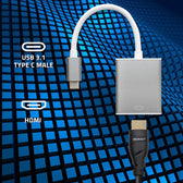 Adapter Qoltec przejściówka USB-C 3.1 | HDMI | 4K | MHL | Aluminiowy