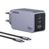 Ładowarka sieciowa Ugreen Nexode Pro 25874 100W, GaN, USB + 2x USB-C - szara