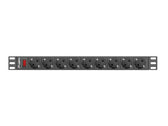 Listwa zasilająca Lanberg do RACK 1U 16A PDU 9x Schuko 3m czarna