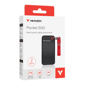 Dysk SSD zewnętrzny Verbatim Pocket SSD 2TB USB-C 3.2 Gen 2 czarny/czerwony