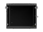 Szafa instalacyjna Rack Lanberg wisząca 19" 9U 600x600 czarna drzwi perforowane (flat pack)