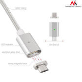 Kabel USB 2.0 Maclean MCE160 USB A (M) - Micro USB B (M) magnetyczny, Quick & Fast Charge, srebrny, 1m