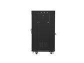 Szafa instalacyjna Rack stojąca 19" 22U 600x600 czarna drzwi szklane LCD Lanberg (flat pack)