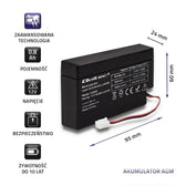 Akumulator AGM Qoltec 12V | 0.8Ah