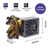 Zasilacz ATX Qoltec 1800W | 80 Plus Platinum| Gaming Miner