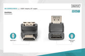 Adapter DIGITUS HDMI 2.0 HighSpeed z Ethernetem Typ HDMI A kątowy/HDMI A M/Ż czarny