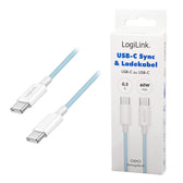 Kabel USB 2.0 LogiLink CU0351 USB-C - USB-C, M/M, 480 Mb/s, 60 W, niebieski, 1,5m