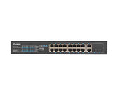 Switch niezarządzalny Lanberg 16x 100Mb PoE+/2x Combo Rack 19" Gigabit Ethernet 250W