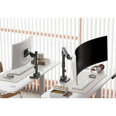 Ramię biurkowe pojedyncze DIGITUS z zaciskiem i sprężyną gazową 1xLCD max. 57" 27kg, VESA: 75x75, 100x100, czarne