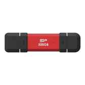 Dysk zewnętrzny SSD Silicon Power DS72 500GB USB-A USB-C (1050/850 MB/s) czerwony