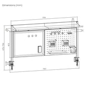 Przegroda biurkowa / organizer Ergo Office ER-301 W, max. obciążenie 10kg, biała tablica, szerokość 1116mm, biała