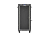Szafa instalacyjna Rack Lanberg stojąca 19" 24U 600x600 czarna drzwi przeszklone LCD (flat pack) V2