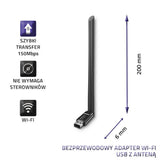 Adapter Qoltec Wi-Fi USB z anteną 6dBi | 150Mb/s
