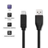Kabel USB 2.0 Qoltec A męski/ USB 3.1 typC Męski | 0,25m